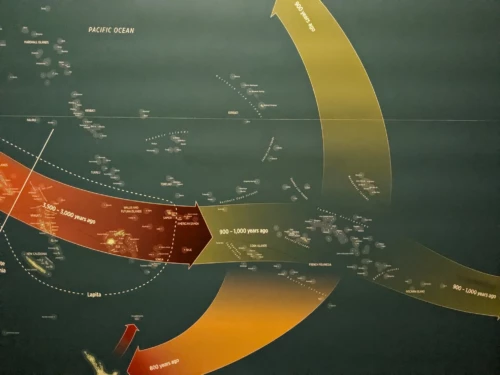 Très intéressant schéma illustrant les flux migratoires et la colonisation du Pacifique par les premiers peuples